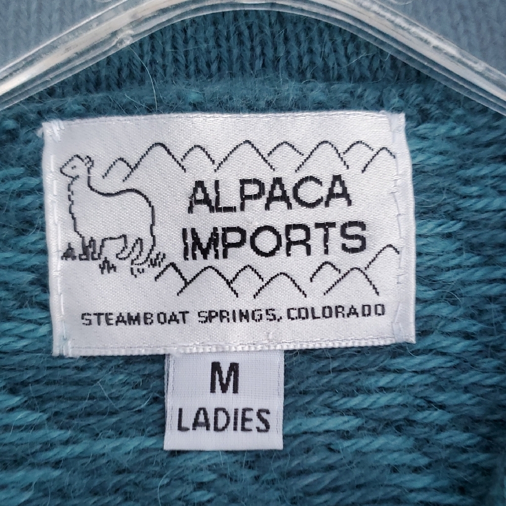Alpaca Imports Hand Made Snowflake Patterned Button-Up Cardigan Medium - Picture 9 of 12